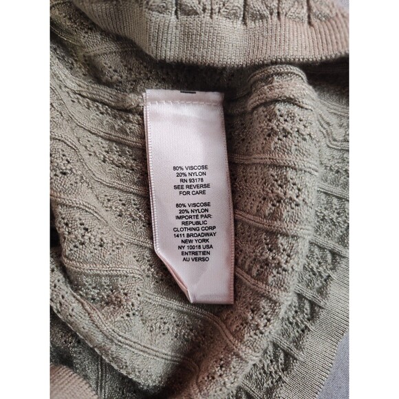 Women's Catherine Malandrino Pointelle Square Neck Viscose Blouse Small Sage - Picture 6 of 7